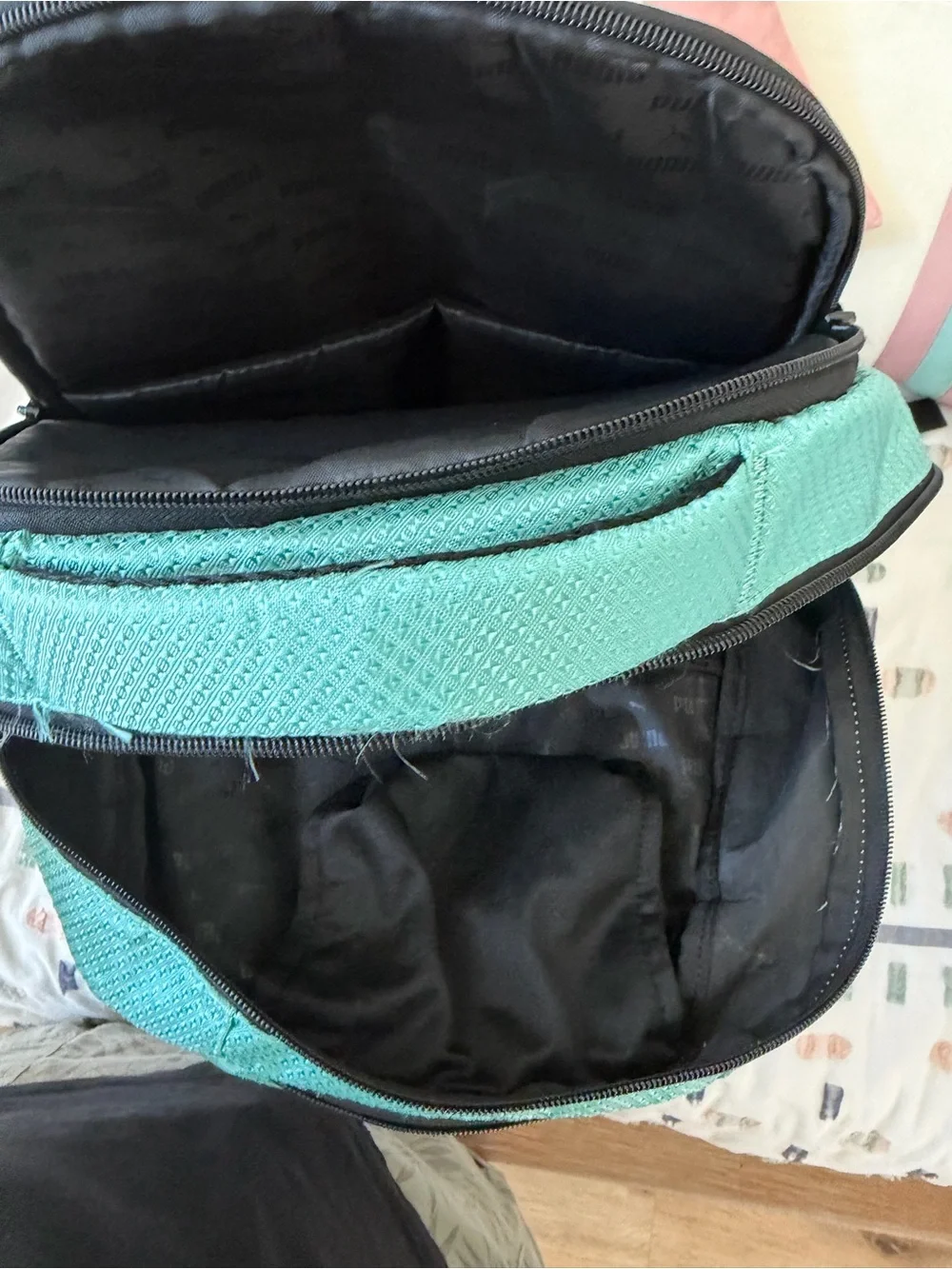 Puma Teal and Black Backpack with Reflective Logo